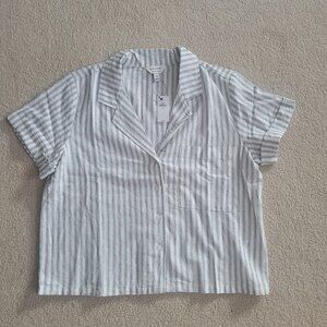Banana Republic White Stripe Linen Blend Shirt, NWT, Size Medium